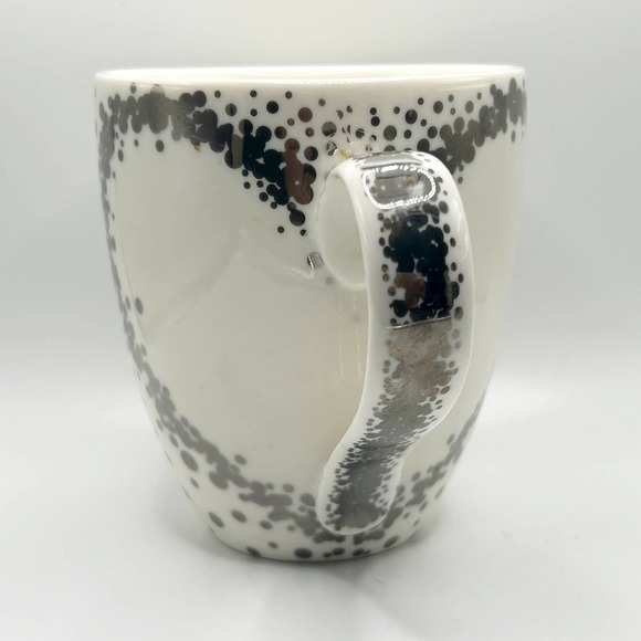Cypress Hill Large Polka Dot White & Silver Heart Coffee/Tea Mug - Picture 2 of 6